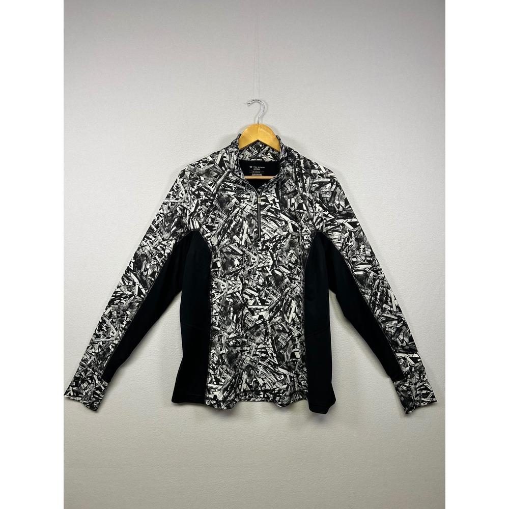 Activewear Tek Gear Womens 1X Black White Abstract DryTek‎ Quarter Zip Pullover